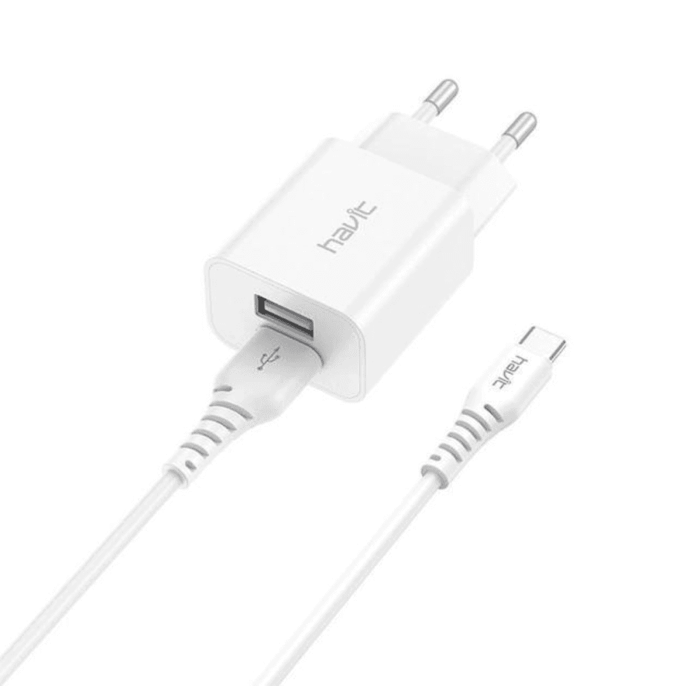 SECTEUR Chargeur HAVIT HV-ST902 2 PORTS USB + Câble TYPE-C 10W