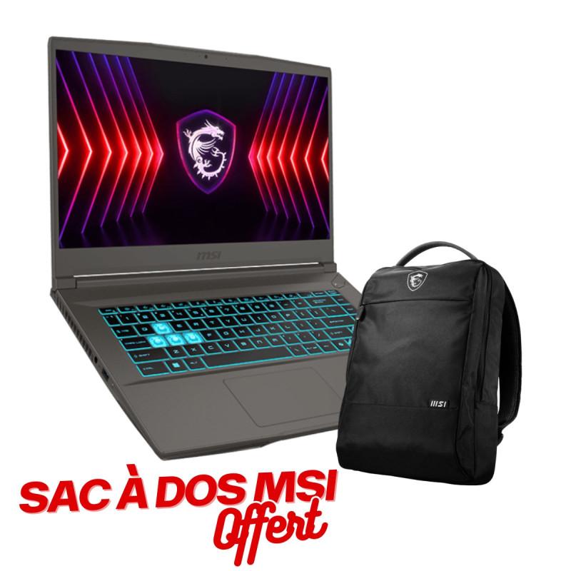 MSI Gamer Thin 15 B13U i7-13620H RTX SSD Windows 11 Pro Cosmos Sac à dos