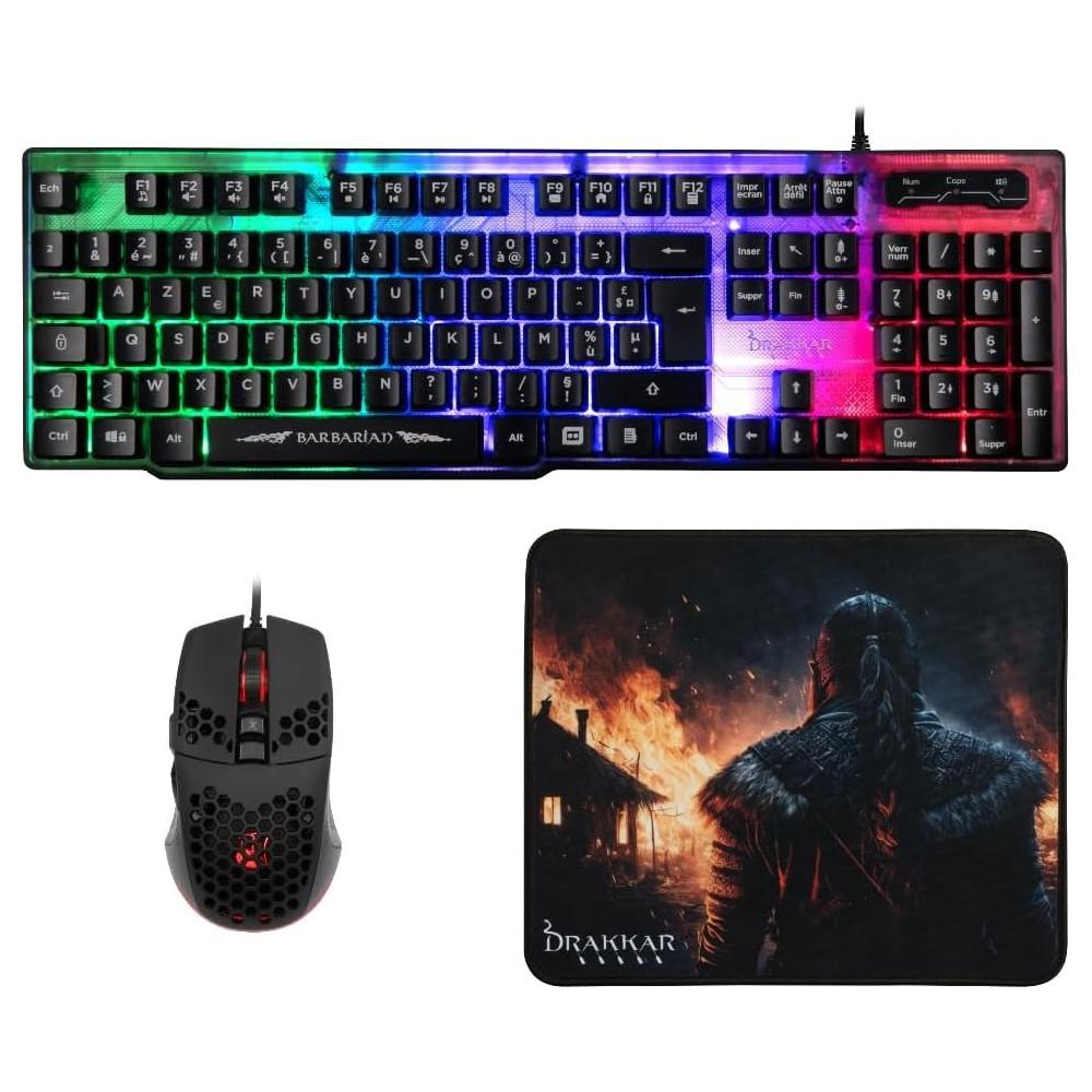 Gaming 3 En 1 Clavier + Souris + Tapis De Souris Konix Barbarian Drakkar