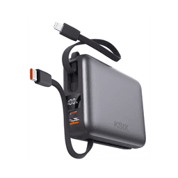 Power Bank KSIX 20 000 mAh, charge rapide PD 22,5 W, câbles USB-C Lightning