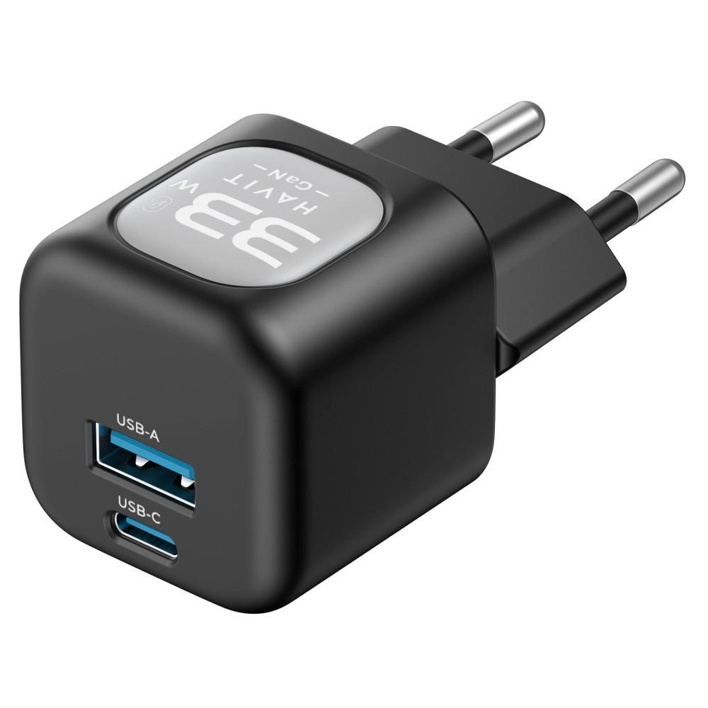 TETE CHARGEUR HAVIT GAN FAST CHARGER HV-UC230 DUAL USB-C 33W+USB-A30W