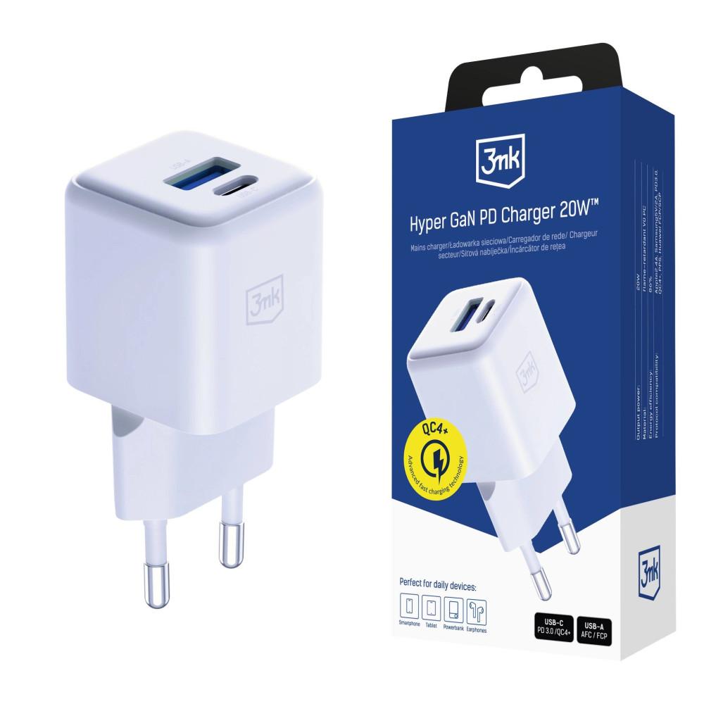 mural Chargeur 3mk Hyper GaN 20 W QC4+ PD PPS USB-C USB-A