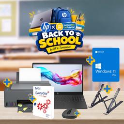 HP Rentrée Scolaire: PC Portable i3 + Imprimante Smart Tank 581 + Support PC + Souris sans fil + Rame Papier