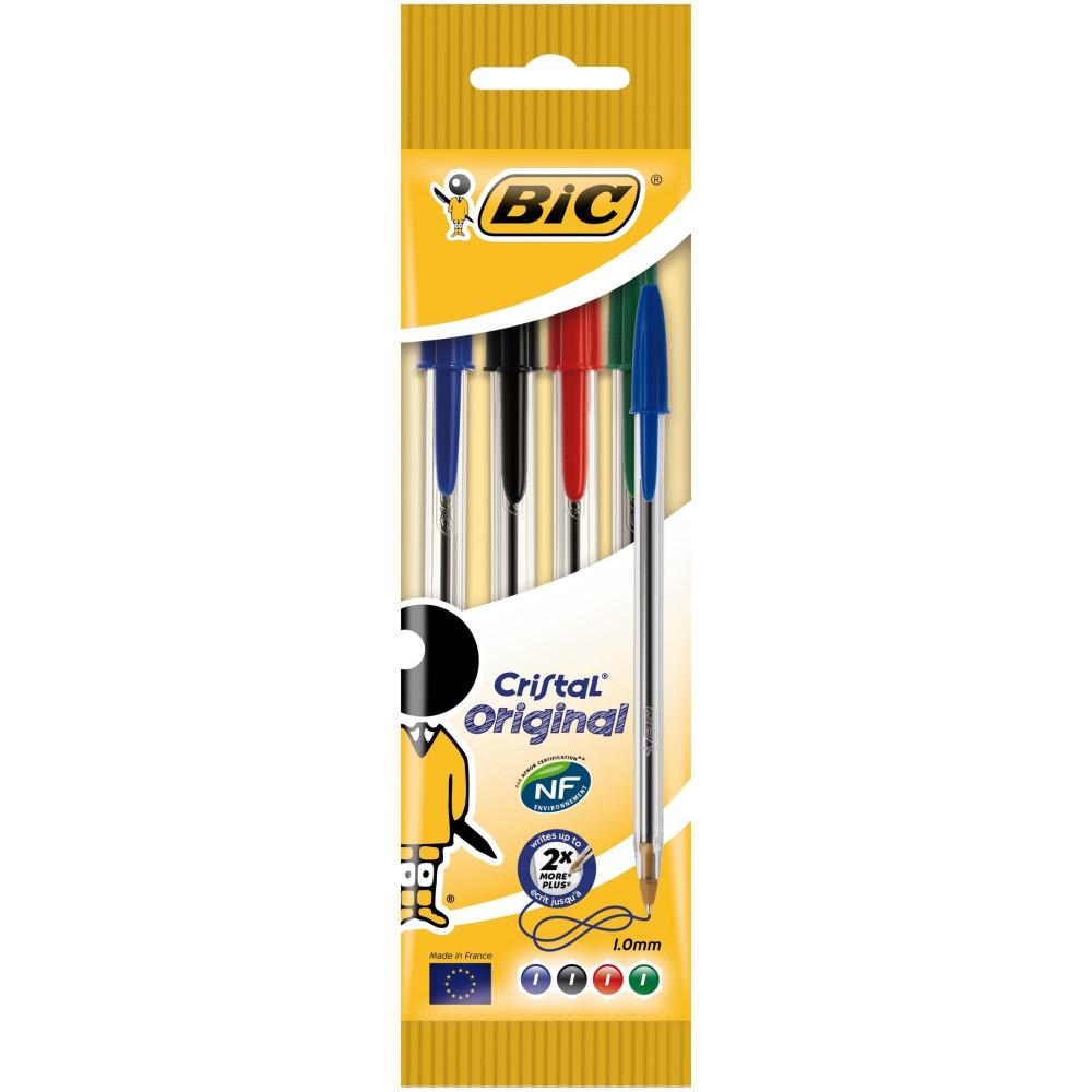 BIC Stylos Cristal Medium 1mm 4 Couleurs