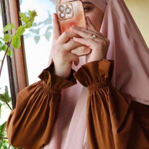 Jilbab femme une pièce « Chams » marron longue femme robe hijab moderne