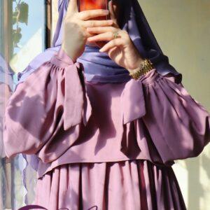 Jilbab femme sans manches haut deux pièces « Yara » Mauve Poudré longue femme robe moderne