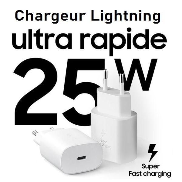 Apple Tête Chargeur Pour Lightning Type-C 25W Rapide