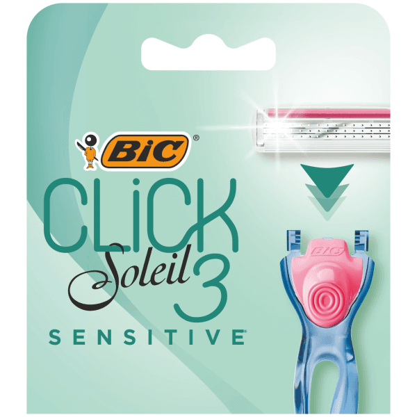 BIC Click 3 Soleil Sensitive Recharges Rasoir pour Femme Boîte de 4