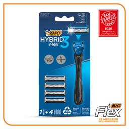 BIC Flex 3 Rasoirs Rechargeables 3 lames pour Homme -4 Recharges
