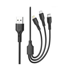 XO NB230 Rock 3en1 USB Vers Lightning + Type-C + Micro 2.4A